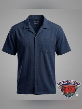VRST Resort Short Sleeve Button Shirt XL Navy Stretch UPF 30 NWT